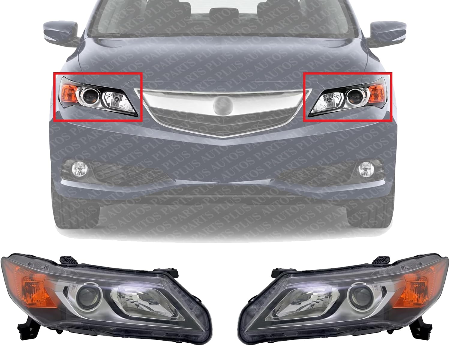 Set Of 2 Front Head Light Assembly Halogen Right Passenger & Left Driver Side Direct Replacement Compatible With 2013-2015 Acura ILX AC2502121 AC2503121 33150TX6A02 33100TX6A02