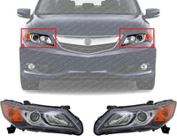 Set Of 2 Front Head Light Assembly Halogen Right Passenger & Left Driver Side Direct Replacement Compatible With 2013-2015 Acura ILX AC2502121 AC2503121 33150TX6A02 33100TX6A02