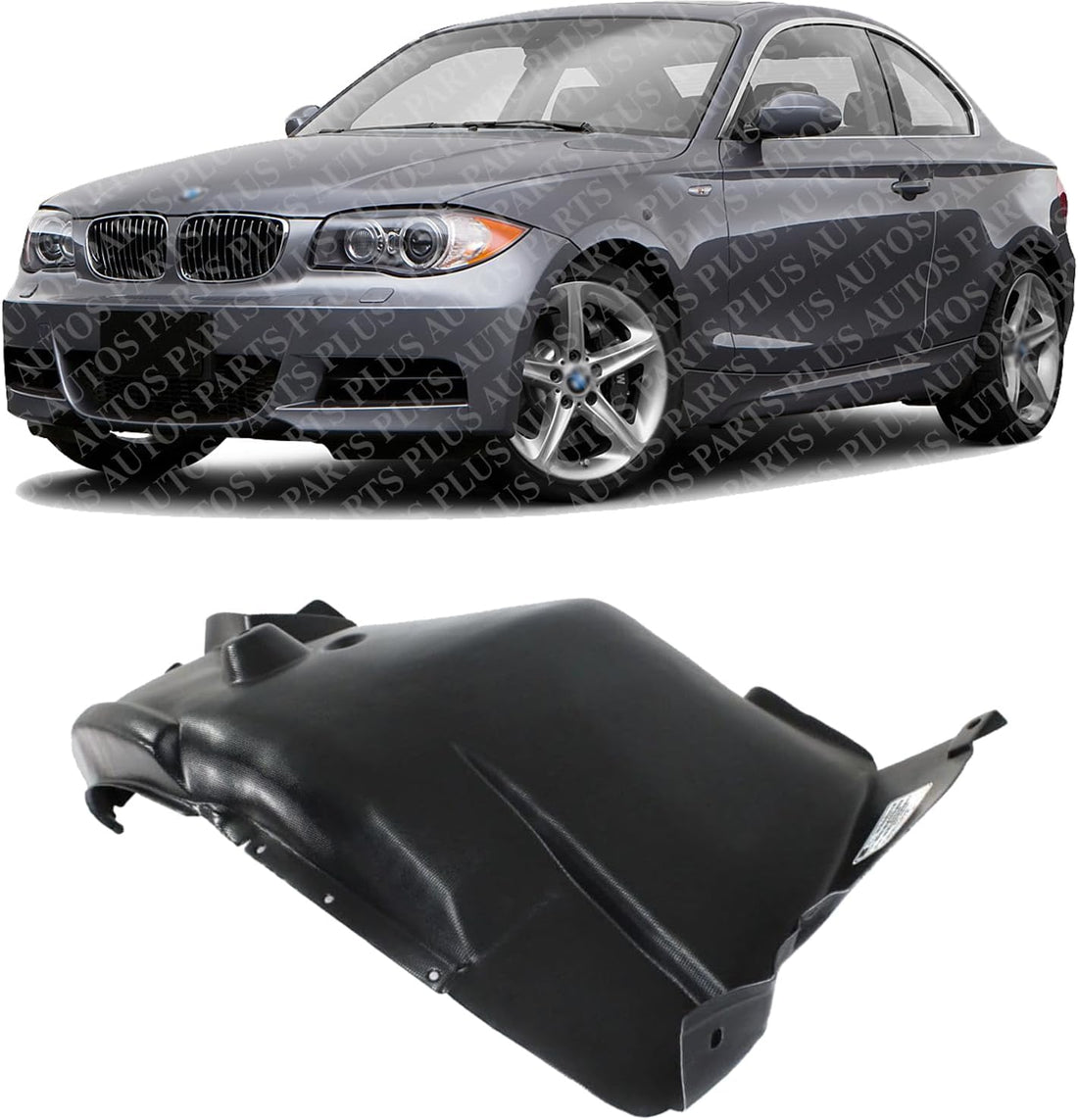 Front Fender Liner Rear Section Left Driver Side Direct Replacement Compatible With 2008-2013 BMW 1-Series BM1248107 51717207649