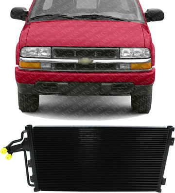 Front A/C Condenser Aluminum Core Direct Replacement Compatible With 1994-2004 Chevrolet S10 / 1995-2005 Blazer / 1994-2004 GMC Sonoma GM3030156 52474647