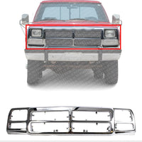 Front Grille Surround Frame Chrome Plastic Direct Replacement Compatible With 1991-1993 Dodge Full Size Pickup CH1200137 83506568AB
