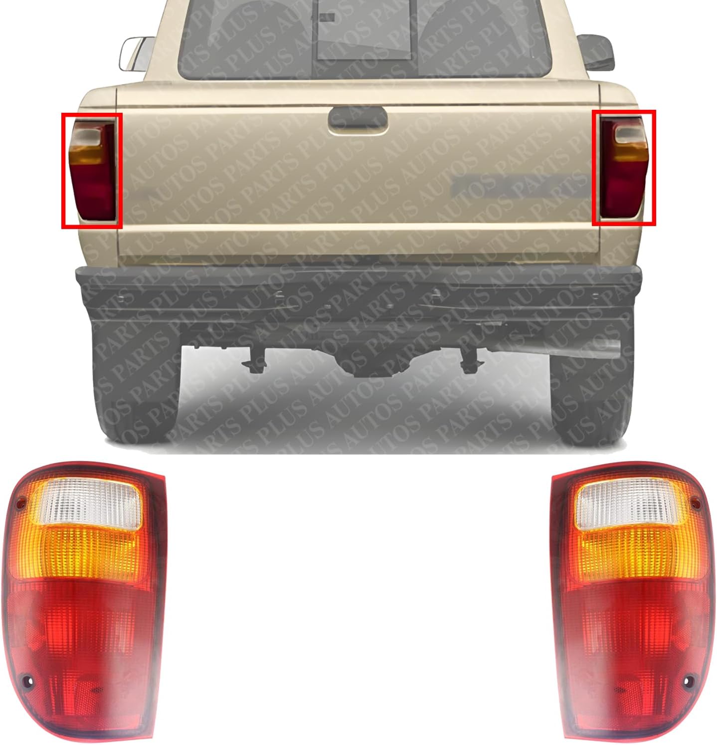Set Of 2 Tail Light Lens And Housing Right Passenger & Left Driver Side Direct Replacement Compatible With 2001-2010 Mazda Pickup MA2801114 MA2800114 1F2051150 1F2051160
