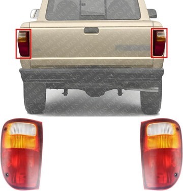 Set Of 2 Tail Light Lens And Housing Right Passenger & Left Driver Side Direct Replacement Compatible With 2001-2010 Mazda Pickup MA2801114 MA2800114 1F2051150 1F2051160