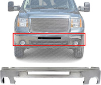 Front Bumper Chrome Steel With Air Hole Direct Replacement Compatible With 2007-2013 GMC Sierra 1500 2500/2007-2010 3500 HD GM1002834 15902856