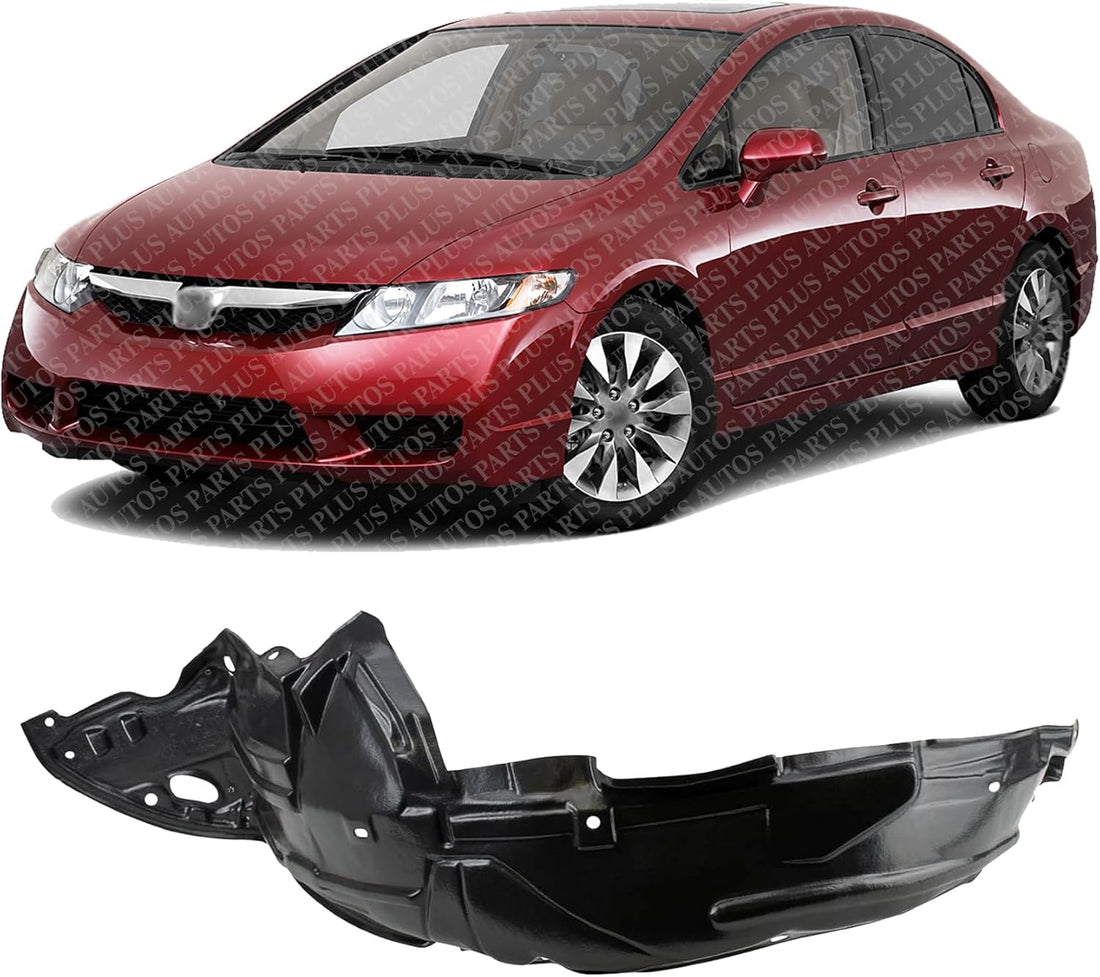 Front Fender Liner Left Driver Side Direct Replacement Compatible With 2006-2011 Honda Civic HO1248130 HO1250106 74151SVBA00 74151SVAA00