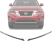 Set Of 2 Front Bumper Molding Chrome Left Driver & Right Passenger Side Direct Replacement Compatible With 2013-2016 Nissan Pathfinder NI1047102 NI1046102 620743KA0A 620753KA0A