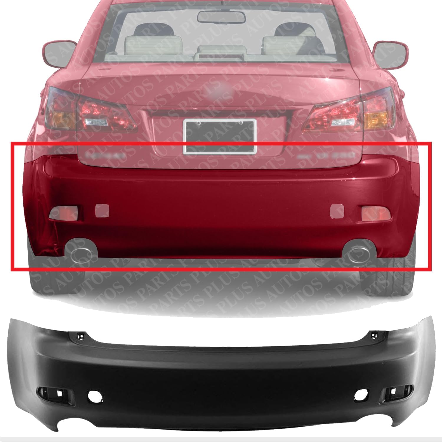 Rear Bumper Cover Primed Direct Replacement Compatible With 2006-2008 Lexus IS250 / IS350 LX1100129 5215953905