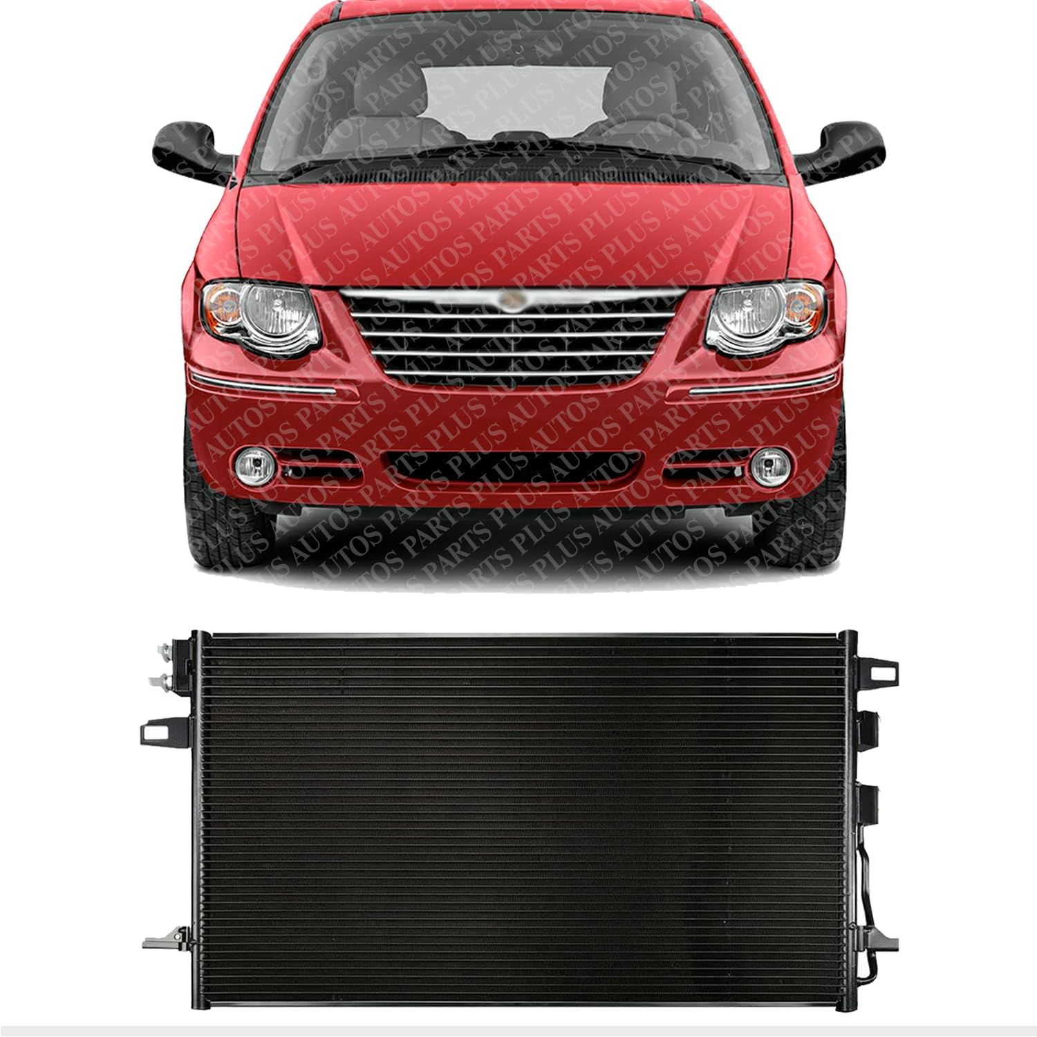 AUTOS PARTS PLUS Front AC Condenser Aluminum Core Direct Replacement Compatible With 2005-2007 Dodge Grand Caravan/Chrysler Town & Country CH3030209 68059739AB