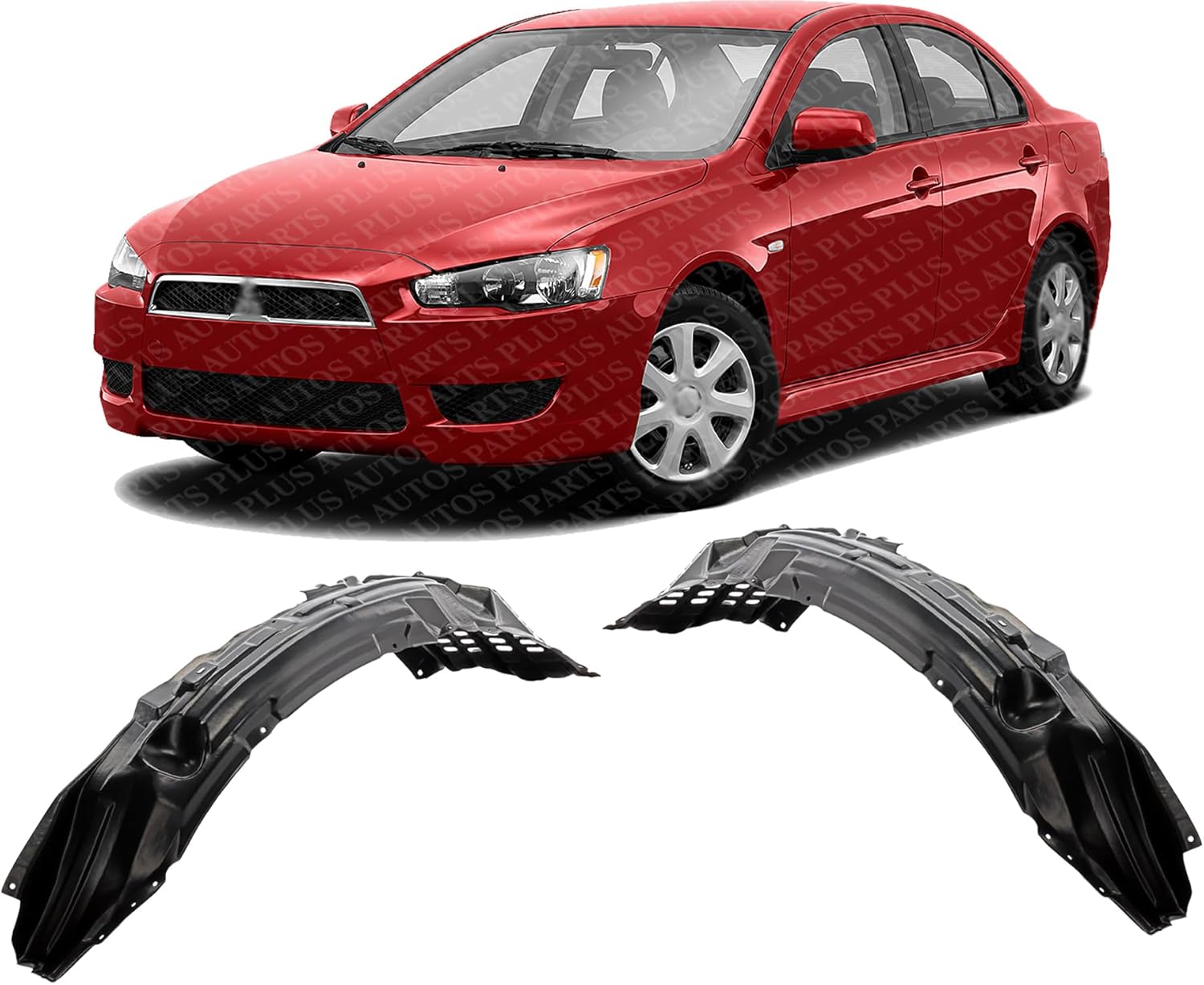 Set Of 2 Front Fender Liner Plastic Left Driver & Right Passenger Side Direct Replacement Compatible With 2008-2015 Mitsubishi Lancer MI1249123 MI1248123 5370A386 5370A385