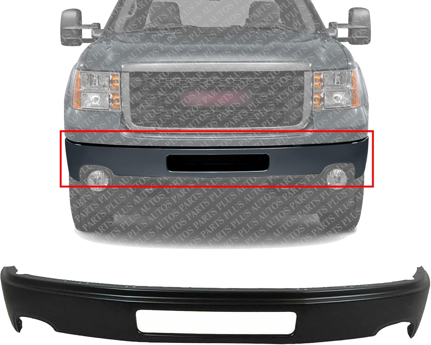 AUTOS PARTS PLUS Front Bumper Face Bar Primed Steel Direct Replacement Compatible With 2011-2014 GMC Sierra 2500HD 3500HD GM1002840 23123402
