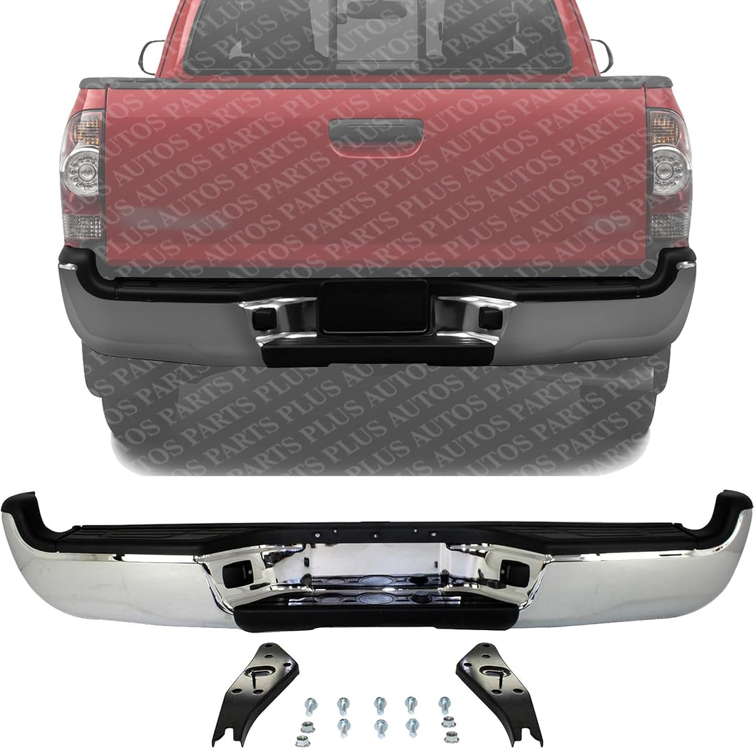 Rear Step Bumper Assembly Chrome Steel Direct Replacement Compatible With 2005-2015 Toyota Tacoma TO1103113 5215104061-PFM