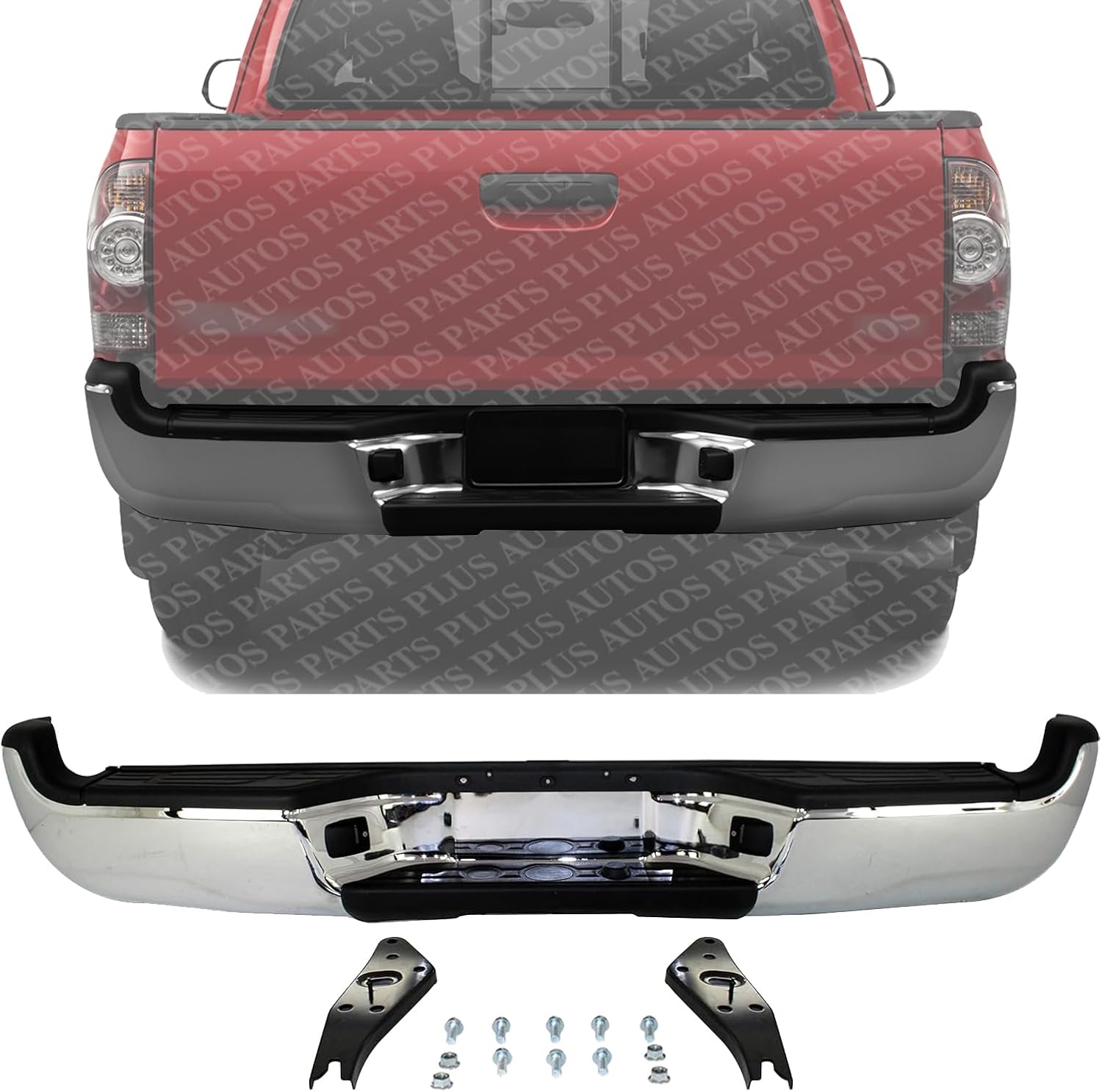 Rear Step Bumper Assembly Chrome Steel Direct Replacement Compatible With 2005-2015 Toyota Tacoma TO1103113 5215104061-PFM
