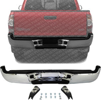 Rear Step Bumper Assembly Chrome Steel Direct Replacement Compatible With 2005-2015 Toyota Tacoma TO1103113 5215104061-PFM
