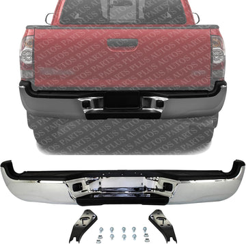 Rear Step Bumper Assembly Chrome Steel Direct Replacement Compatible With 2005-2015 Toyota Tacoma TO1103113 5215104061-PFM