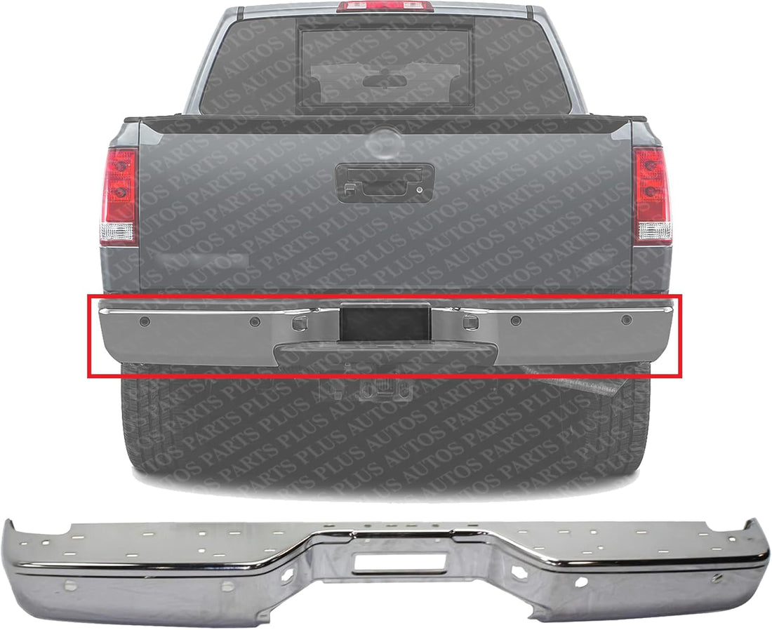 Rear Bumper Face Bar Only Chrome Steel Direct Replacement Compatible With 2007-2015 Nissan Titan NI1102150 850309FM0D