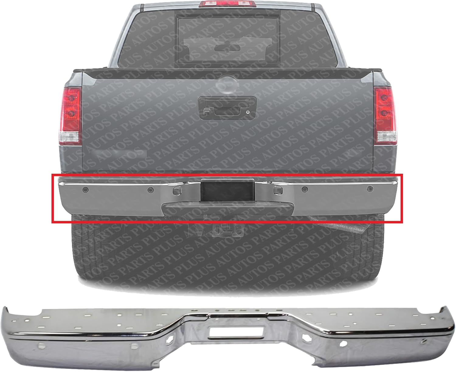 Rear Bumper Face Bar Only Chrome Steel Direct Replacement Compatible With 2007-2015 Nissan Titan NI1102150 850309FM0D