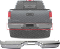 Rear Bumper Face Bar Only Chrome Steel Direct Replacement Compatible With 2007-2015 Nissan Titan NI1102150 850309FM0D