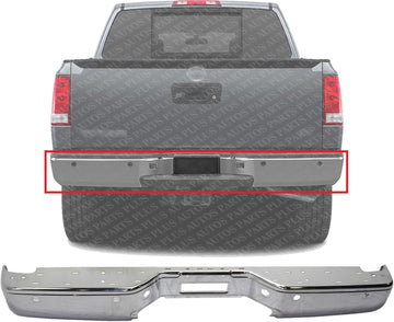 Rear Bumper Face Bar Only Chrome Steel Direct Replacement Compatible With 2007-2015 Nissan Titan NI1102150 850309FM0D
