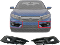 Set Of 2 Front Fog Lamp Molding Primed Right Passenger & Left Driver Side Direct Replacement Compatible With 2016-2018 Honda Civic HO1039129 HO1038129 71103TBAA10 71108TBAA10