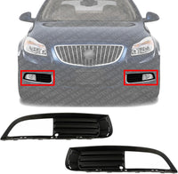 Set Of 2 Front Fog Light Moldings Primed Plastic Left Driver & Right Passenger Side Direct Replacement Compatible With 2011-2013 Buick Regal GM1039140 GM1038140 13238371 13238370