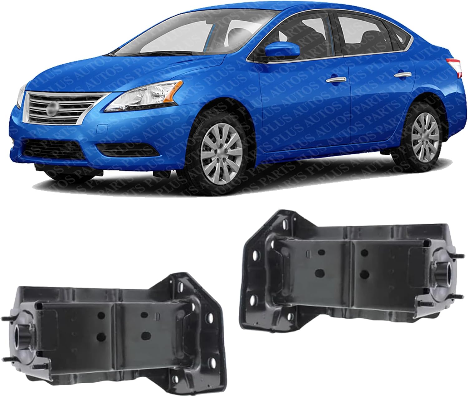 Set Of 2 Front Bumper Side-Member Connector Bracket Steel Left Driver & Right Passenger Side Direct Replacement Compatible With 2013-2019 Nissan Sentra NI1067143 NI1066143