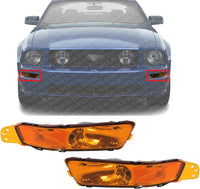 Set Of 2 Front Turn Signal Light Plastic Left Driver & Right Passenger Side Direct Replacement Compatible With 2005-2009 Ford Mustang FO2521180 FO2520180 4R3Z13200AA 4R3Z13201AA