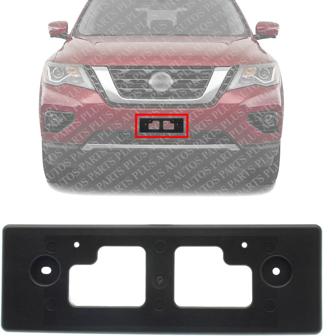 Front License Plate Bracket Textured Direct Replacement Compatible with 2017-2020 Nissan Pathfinder NI1068140 962109PF0A