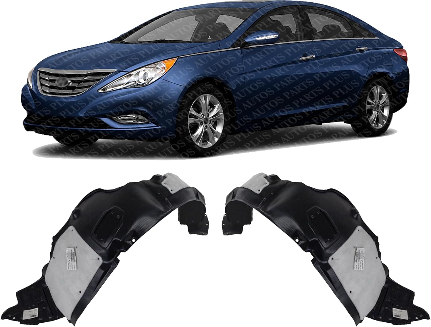 Set Of 2 Front Fender Liner Right Passenger & Left Driver Side Direct Replacement Compatible With 2012-2013 Hyundai Sonata HY1249134 HY1248134 868123Q500 868113Q500