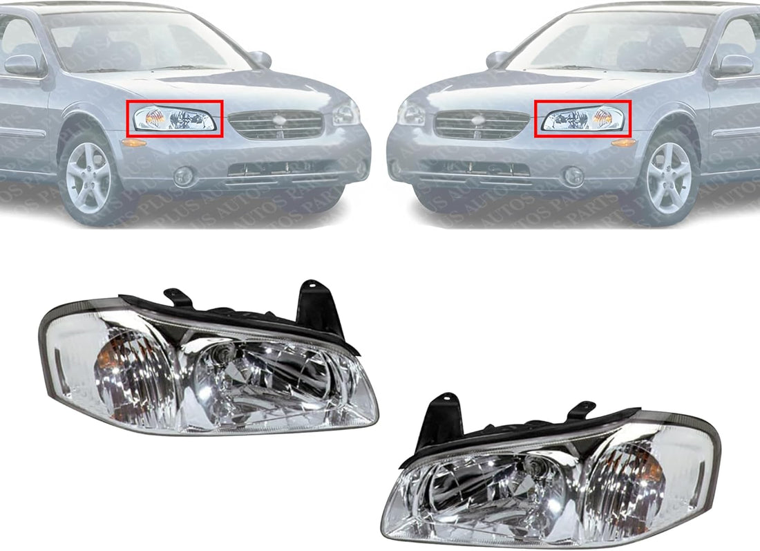Set Of 2 Front Headlight Assembly Halogen Right Passenger & Left Driver Side Direct Replacement Compatible With 2000-2001 Nissan Maxima NI2503132 NI2502132 260102Y926 260102Y925