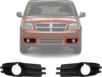 Set Of 2 Front Fog Light Cover Primed Left Driver & Right Passenger Side Direct Replacement Compatible With 2008-2010 Dodge Grand Caravan CH2599103 CH2598103 5113232AA 5113233AA