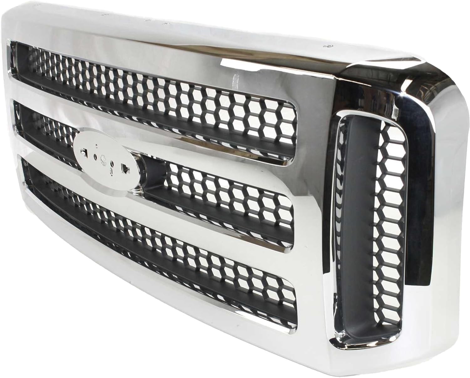 AUTOS PARTS PLUS Front Bumper + Grille Chrome + Upper Cover + Lower Valance Textured + Mounting Brackets Right & Left Side Direct Replacement for 2005-2007 Ford F-250 F-350 F-450 F-550 Super Duty