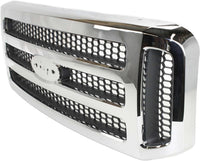 AUTOS PARTS PLUS Front Bumper + Grille Chrome + Upper Cover + Lower Valance Textured + Mounting Brackets Right & Left Side Direct Replacement for 2005-2007 Ford F-250 F-350 F-450 F-550 Super Duty