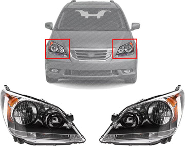 Set Of 2 Front Head Light Assembly Halogen Right Passenger And Left Driver Side Direct Replacement Compatible With 2008-2010 Honda Odyssey HO2502136 HO2503136 33150SHJA51 33100SHJA51