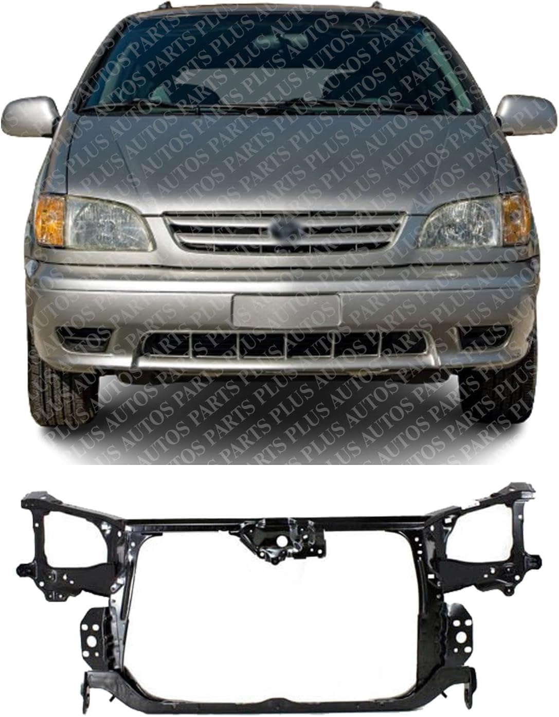 Front Radiator Support Assembly Steel Direct Replacement Compatible with 1998-2003 Toyota Sienna TO1225188 5320108010