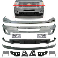 AUTOS PARTS PLUS Front Bumper + Upper Cover Chrome + Lower Valance + Extension + Fog Lights + Inner & Outer + Impact Brackets Direct Replacement Compatible With 2011-2014 Silverado 2500HD 3500HD