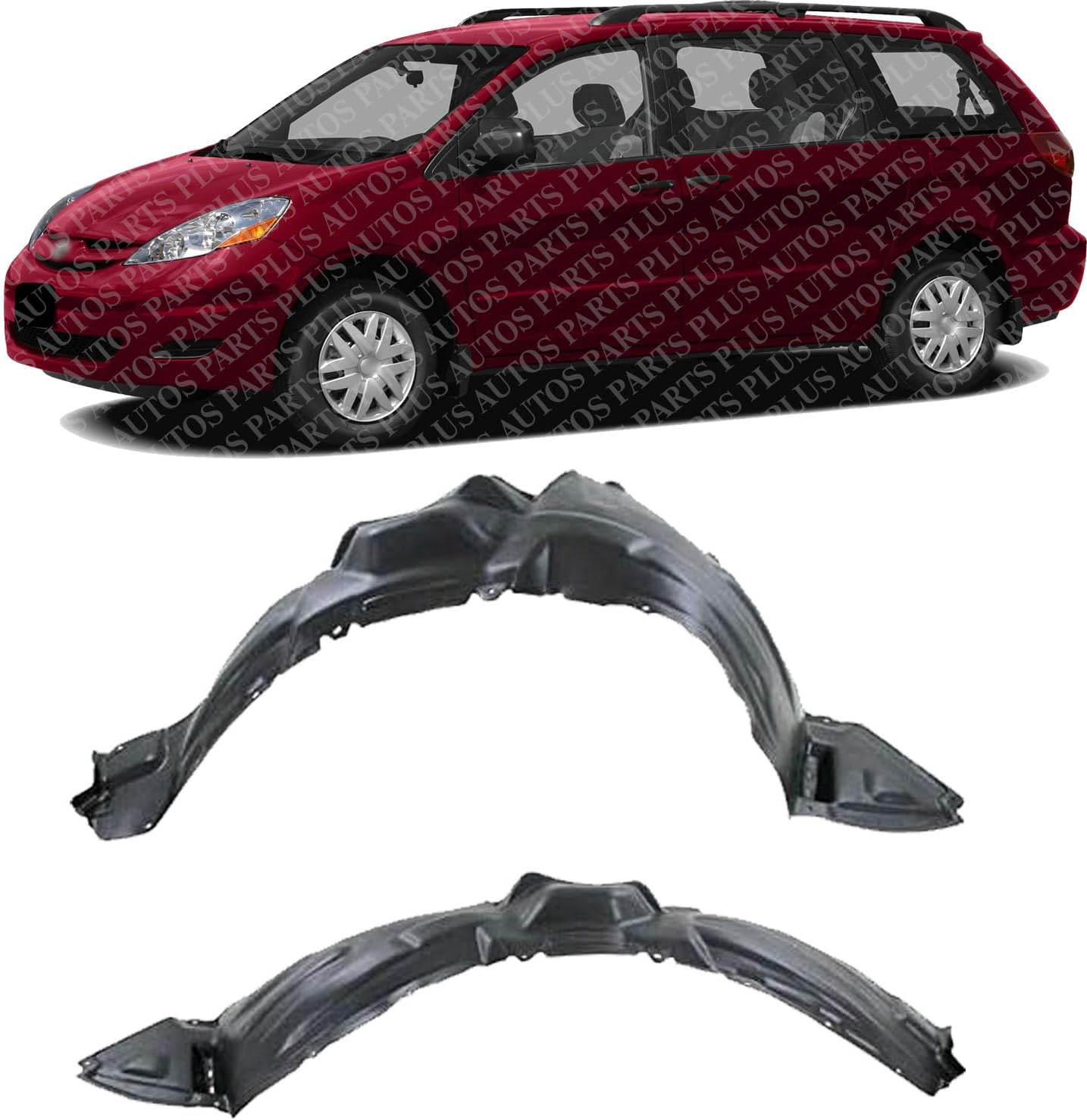 Set of 2 Front Fender Liner Left Driver & Right Passenger Side Direct Replacement Compatible with 2006-2010 Toyota Sienna TO1248152 TO1249152 53875AE020 53876AE020
