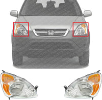 Set Of 2 Front Headlight Lens And Housing Right Passenger & Left Driver Side Direct Replacement Compatible With 2002-2004 Honda CR-V HO2518104 HO2519104 33151S9AA01 33101S9AA01