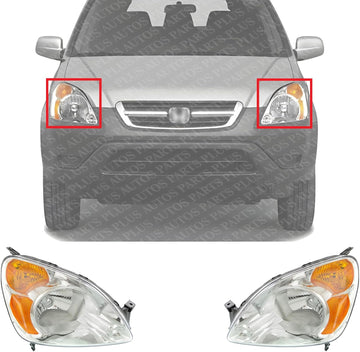 Set Of 2 Front Headlight Lens And Housing Right Passenger & Left Driver Side Direct Replacement Compatible With 2002-2004 Honda CR-V HO2518104 HO2519104 33151S9AA01 33101S9AA01