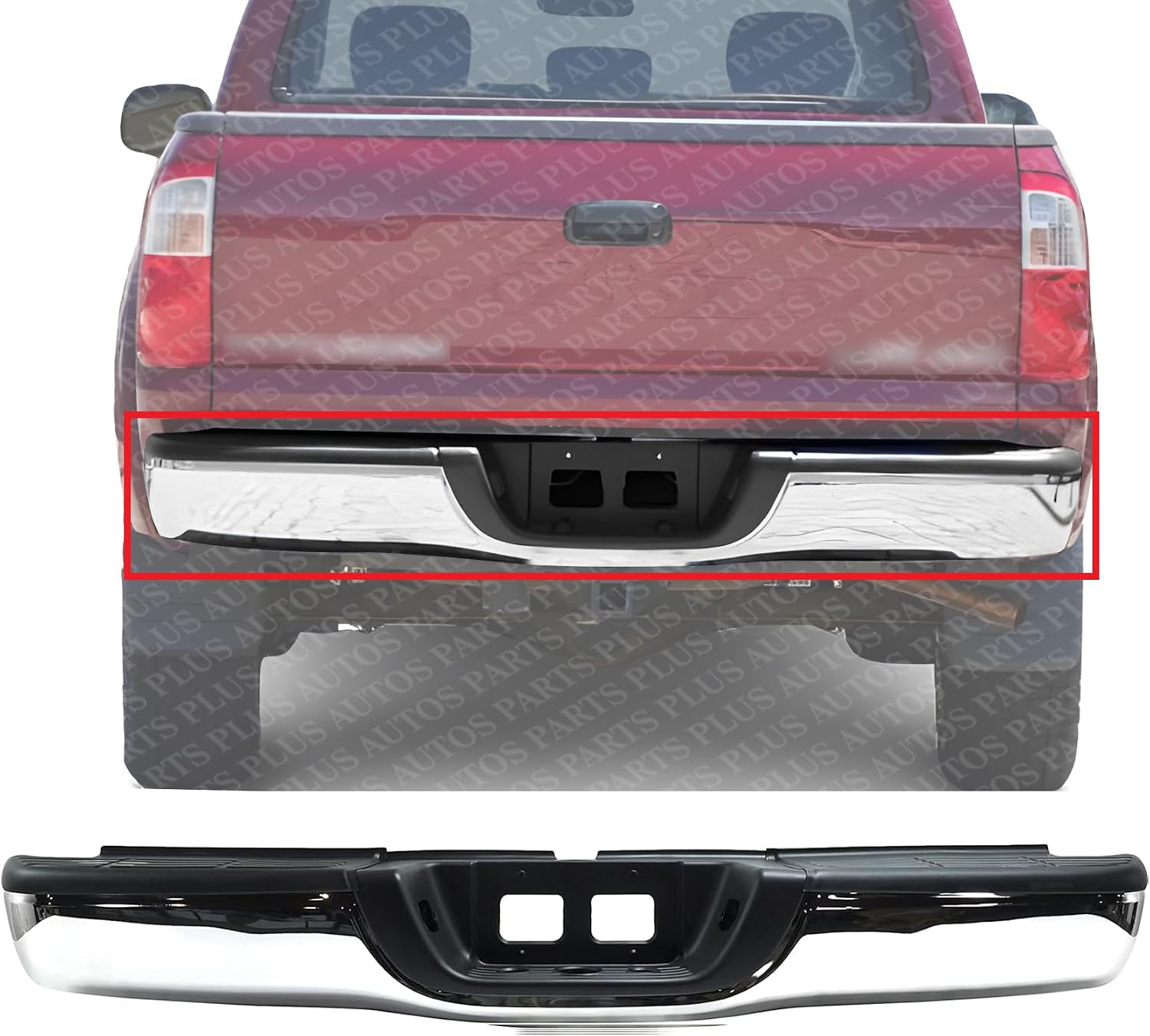 Rear Step Bumper Assembly Chrome Steel Direct Replacement Compatible With 2000-2006 Toyota Tundra TO1103107 521510C021-PFM