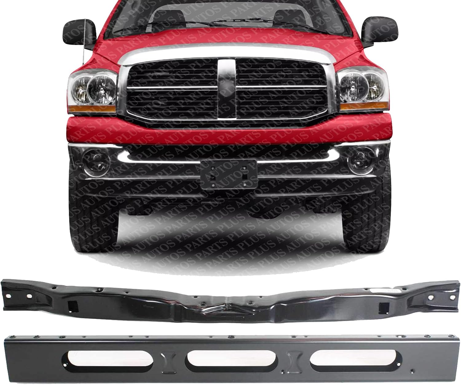 Front Radiator Support Upper & Lower Tie Bar Steel Direct Replacement Compatible With 2002-2009 Dodge Ram Full Size Pickup CH1225187 CH1225227 CH1225184 55275686AC 55275686AH