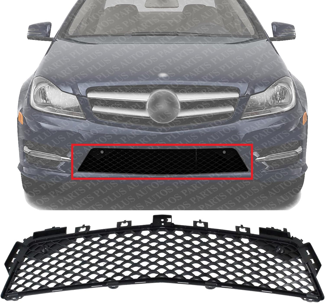 Front Bumper Center Grille Primed Plastic Direct Replacement Compatible With 2012-2015 Mercedes Benz C63 MB1036122 2048851753