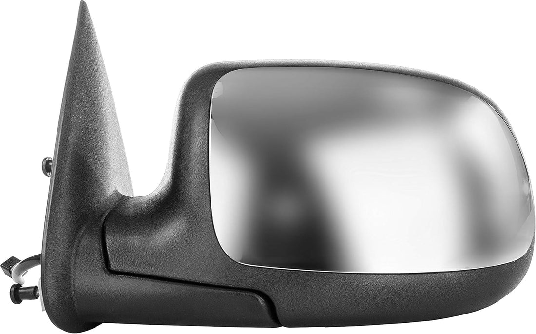 Front Power Mirror Manual Folding Non-Heated Chrome Left Driver Side Direct Replacement Compatible With 1999-2002 Chevrolet Silverado/GMC Sierra GM1320174 15172249