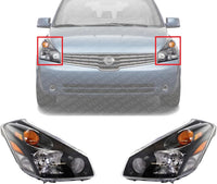Set Of 2 Front Head Light Assembly Plastic Left Driver & Right Passenger Side Direct Replacement Compatible With 2004-2009 Nissan Quest NI2502152 NI2503152 260605Z026 260105Z026