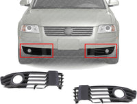 Front Fog Lamp Moldings Primed Right Passenger & Left Driver Side Direct Replacement Compatible With Volkswagen Passat 2001-2005 VW1039105 VW1038105 3B0853666LB41