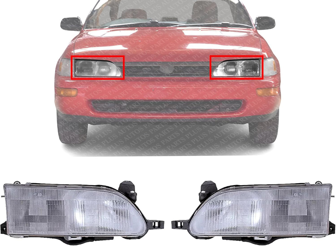 Set Of 2 Front Head Light Assembly Left Driver & Right Passenger Side Direct Replacement Compatible With 1993-1997 Toyota Corolla TO2503107 TO2502107 811101E221 811501A491