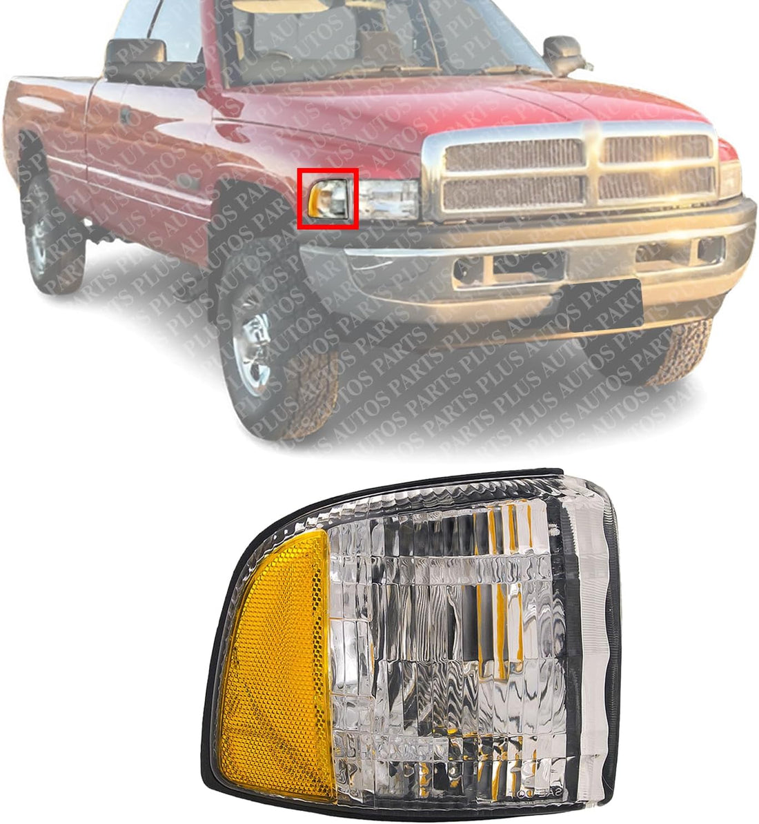 Front Corner Light Right Passenger Side Direct Replacement Compatible With 1994-2001 Dodge Ram 1500 CH2521119 55054772AD