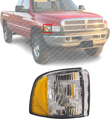 Front Corner Light Right Passenger Side Direct Replacement Compatible With 1994-2001 Dodge Ram 1500 CH2521119 55054772AD
