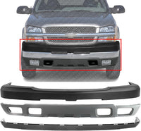 Front Bumper Upper Cover + Lower Valance Air Deflector + Extension Direct Replacement Compatible With 2003-2006 Chevrolet Silverado 2500HD 3500 GM1051109 GM1092200 GM1092173 15139804