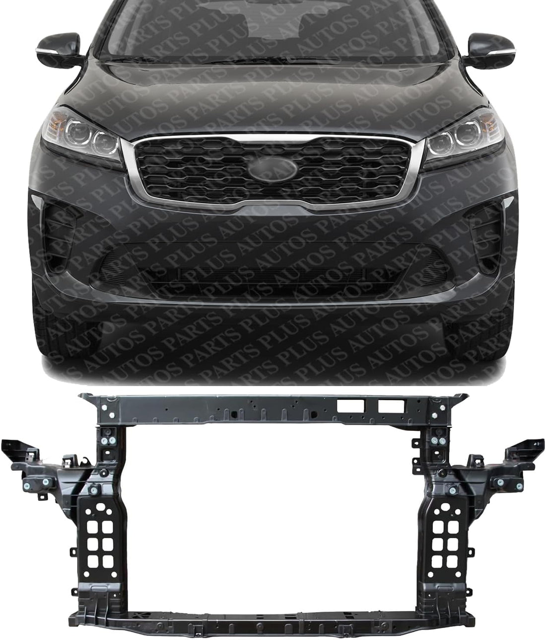 Front Radiator Support Assembly Plastic With Steel Direct Replacement Compatible With 2016-2020 Kia Sorento KI1225173 64101C6500 64101C6000