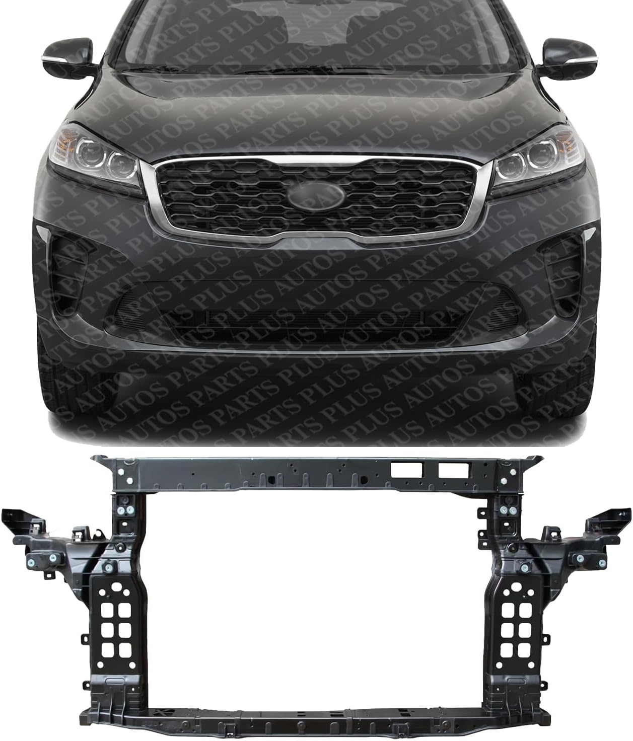 Front Radiator Support Assembly Plastic With Steel Direct Replacement Compatible With 2016-2020 Kia Sorento KI1225173 64101C6500 64101C6000